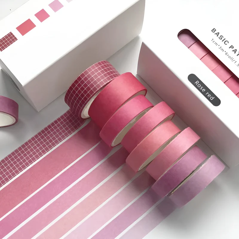 8er Set Washi Tape „Rose red“