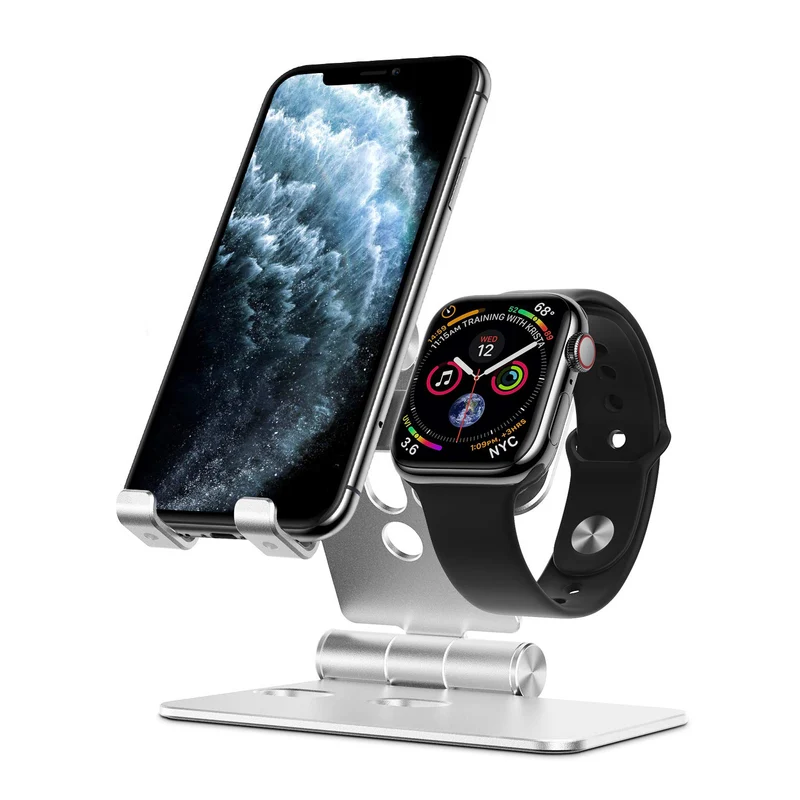 ArktisPRO Aluminum Ständer für iPhone und Apple Watch - Silber